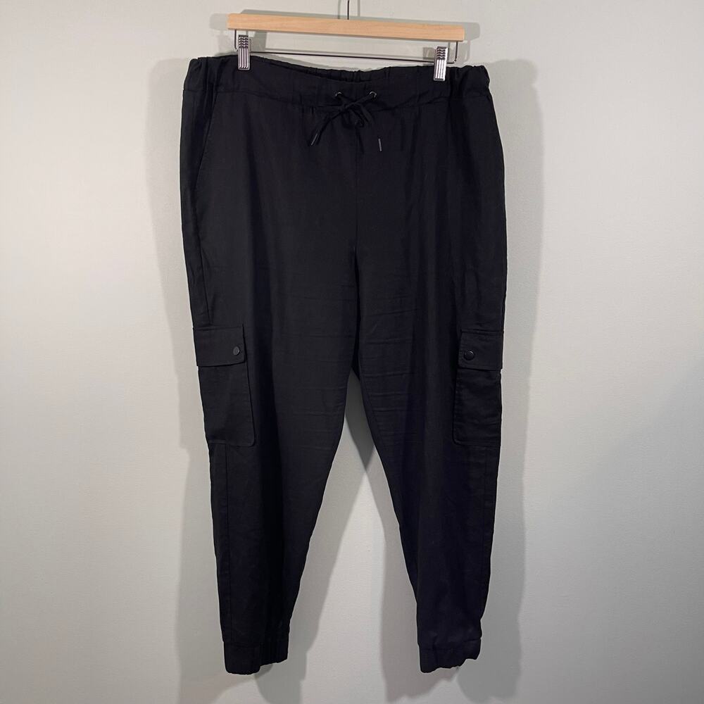 Saks Fifth Avenue Women's Black Linen Blend Cargo Jogger Size XL